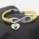 "Paw Print BFF" Pet Love & Inifinity Heart Charm Bracelet (10 Colors)