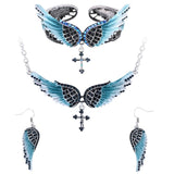 Angel Wings Cross Crystal Jewelry Set (8 Colors)