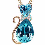 Crystal Cat Pendant Necklace (9 Colors)