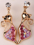 Crystal Cat Modern Earrings (7 Colors)