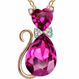 Crystal Cat Pendant Necklace (9 Colors)