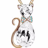 Crystal Cat Pendant Necklace (9 Colors)