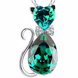 Crystal Cat Pendant Necklace (9 Colors)