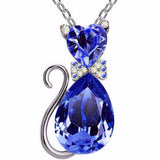 Crystal Cat Pendant Necklace (9 Colors)