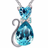 Crystal Cat Pendant Necklace (9 Colors)