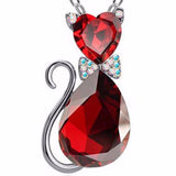 Crystal Cat Pendant Necklace (9 Colors)
