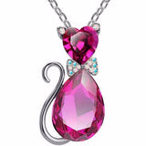 Crystal Cat Pendant Necklace (9 Colors)